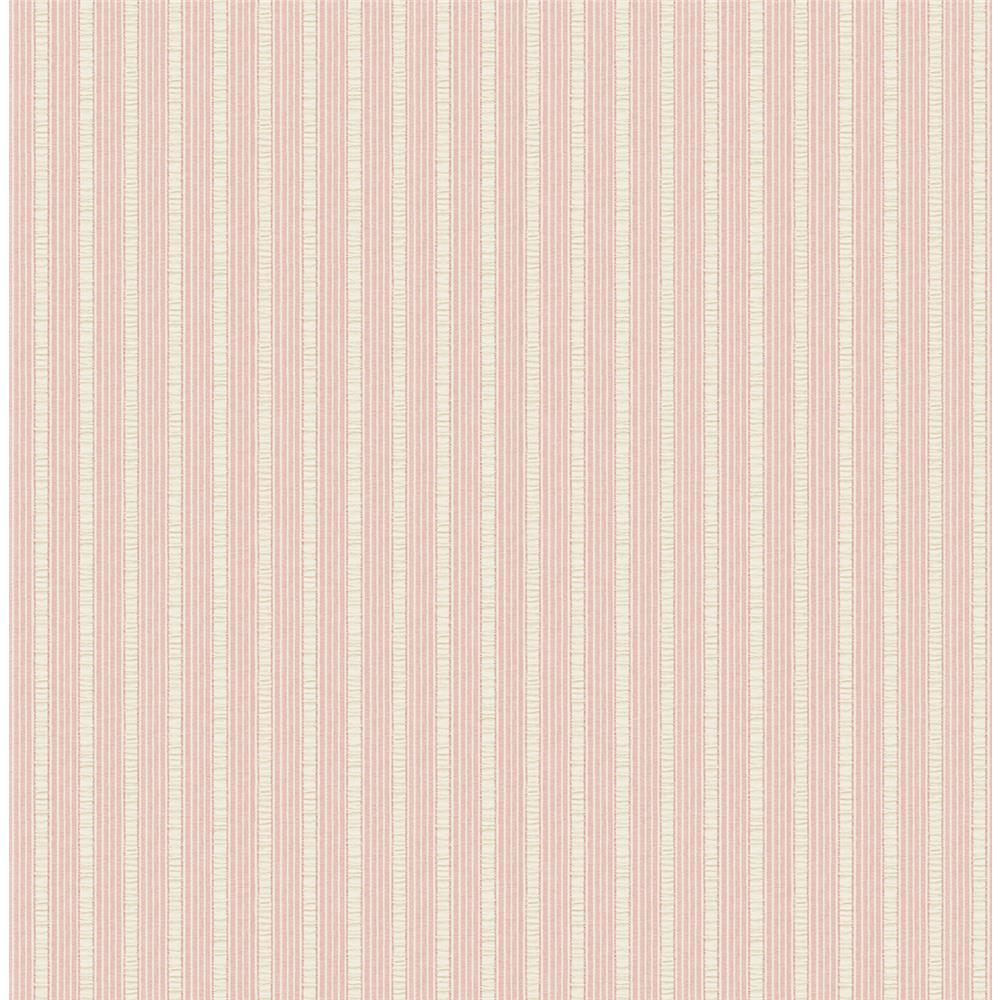 Wallquest FG70711 Flora Fabric Stripe Wallpaper in Pink