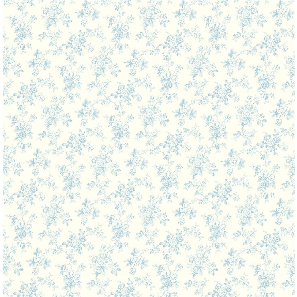 Wallquest FG70801 Flora Mini All-Over Floral Wallpaper in Blue
