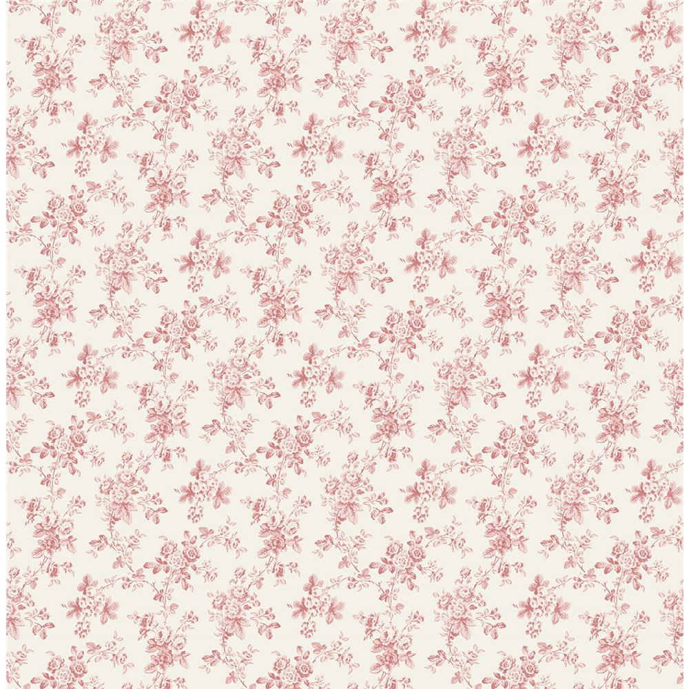 Wallquest FG70802 Flora Mini All-Over Floral Wallpaper in Red