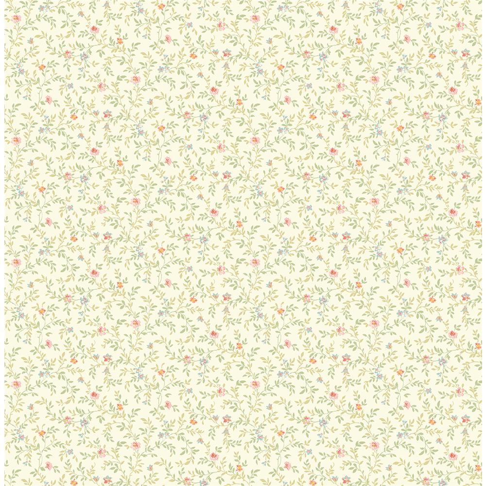 Wallquest FG70901 Flora Small Floral Wallpaper in Beige 