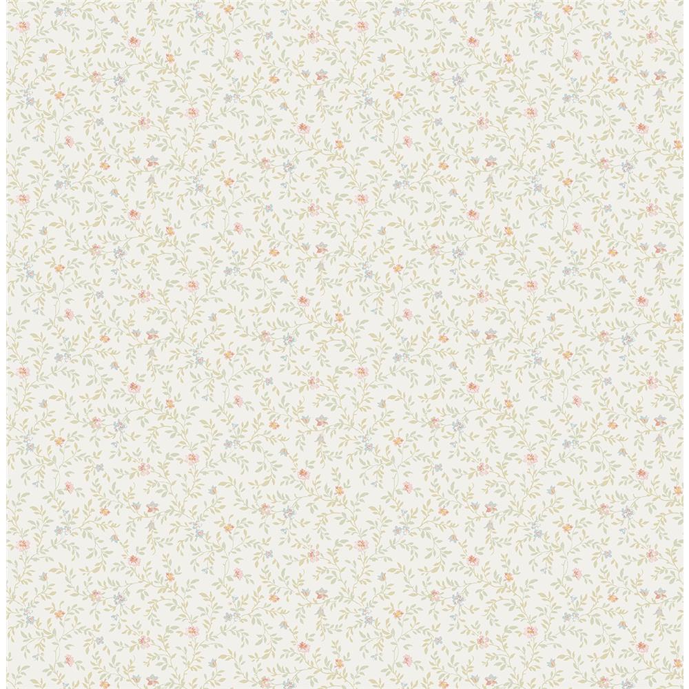 Wallquest FG70911 Flora Small Floral Wallpaper in White