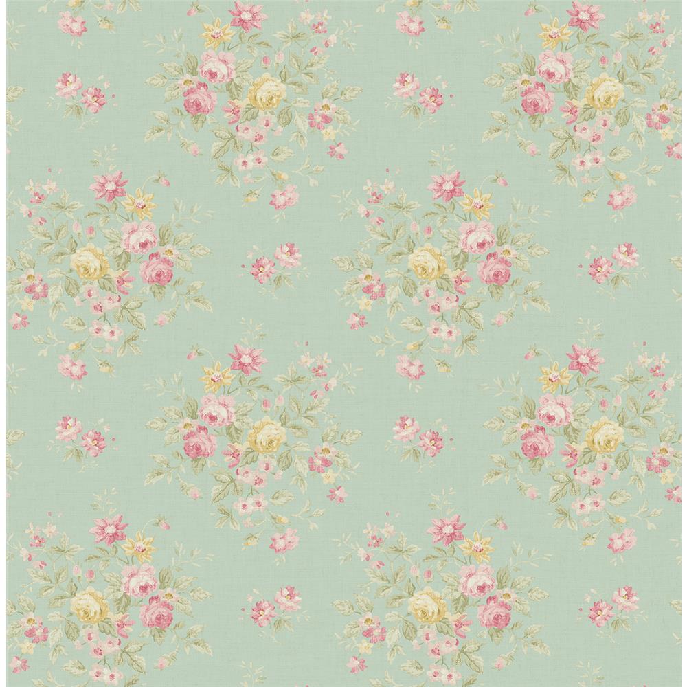 Wallquest FG71002 Flora Bouquet Wallpaper in Green