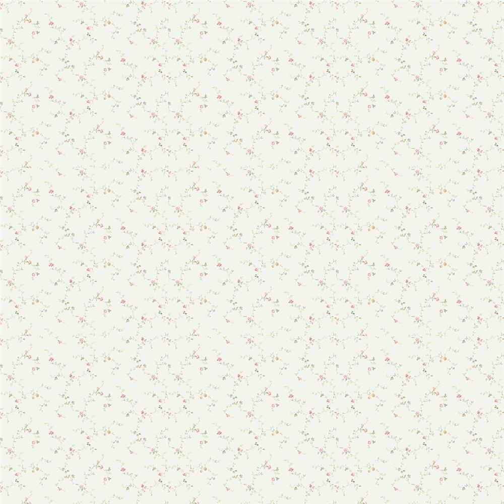 Wallquest FG71201 Flora Small Trail Wallpaper in White