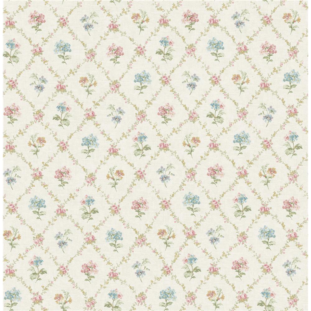Wallquest FG71502 Flora Diamond Floral Wallpaper in Pink