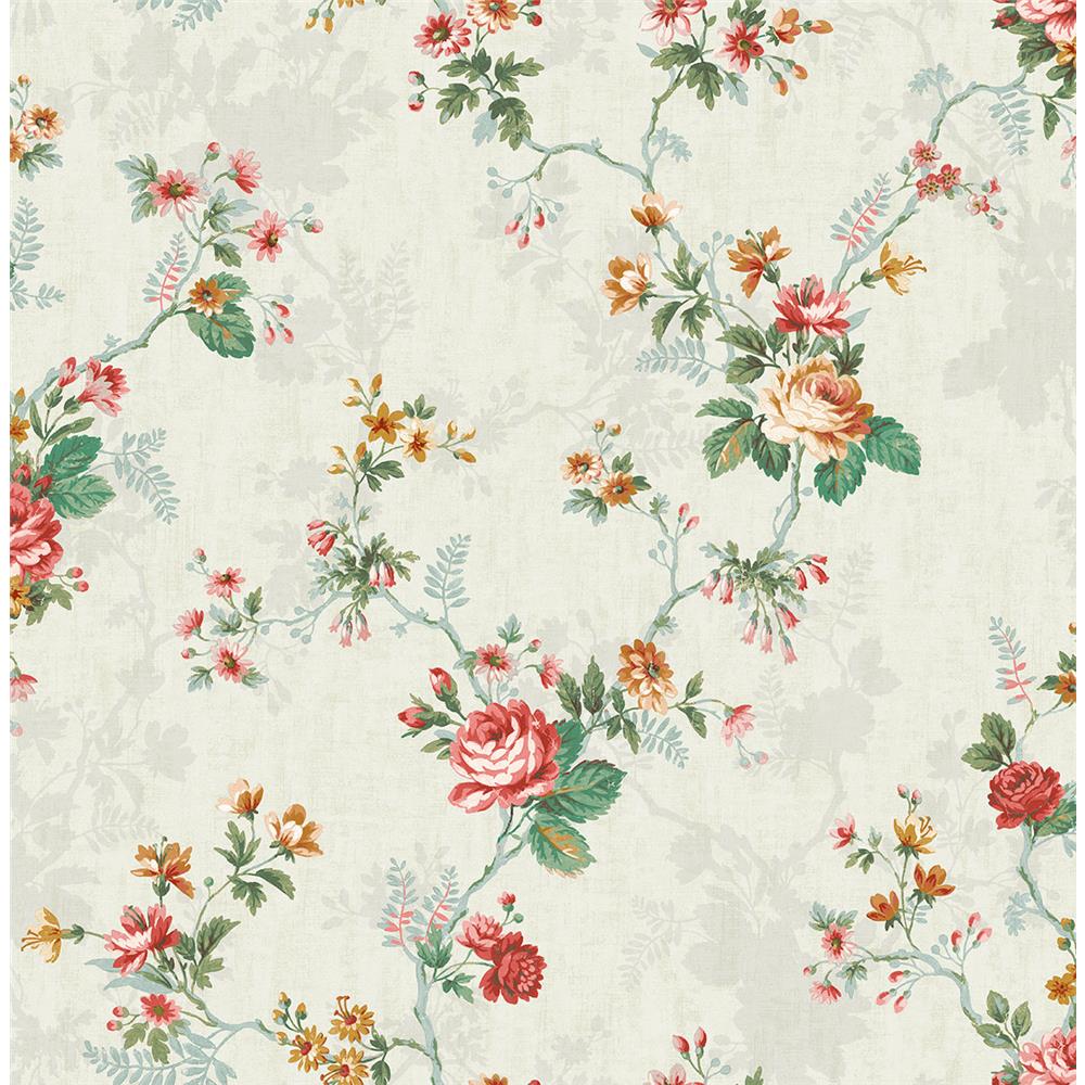 Wallquest FL90301 French Cameo Lucina Floral Wallpaper in Green