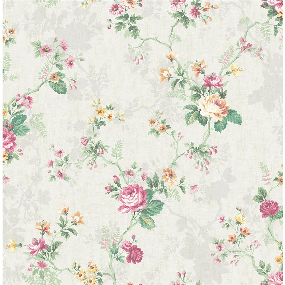 Wallquest FL90304 French Cameo Lucina Floral Wallpaper in Green