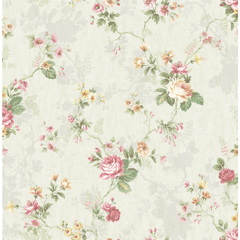 Wallquest FL90309 French Cameo Lucina Floral Wallpaper in Green