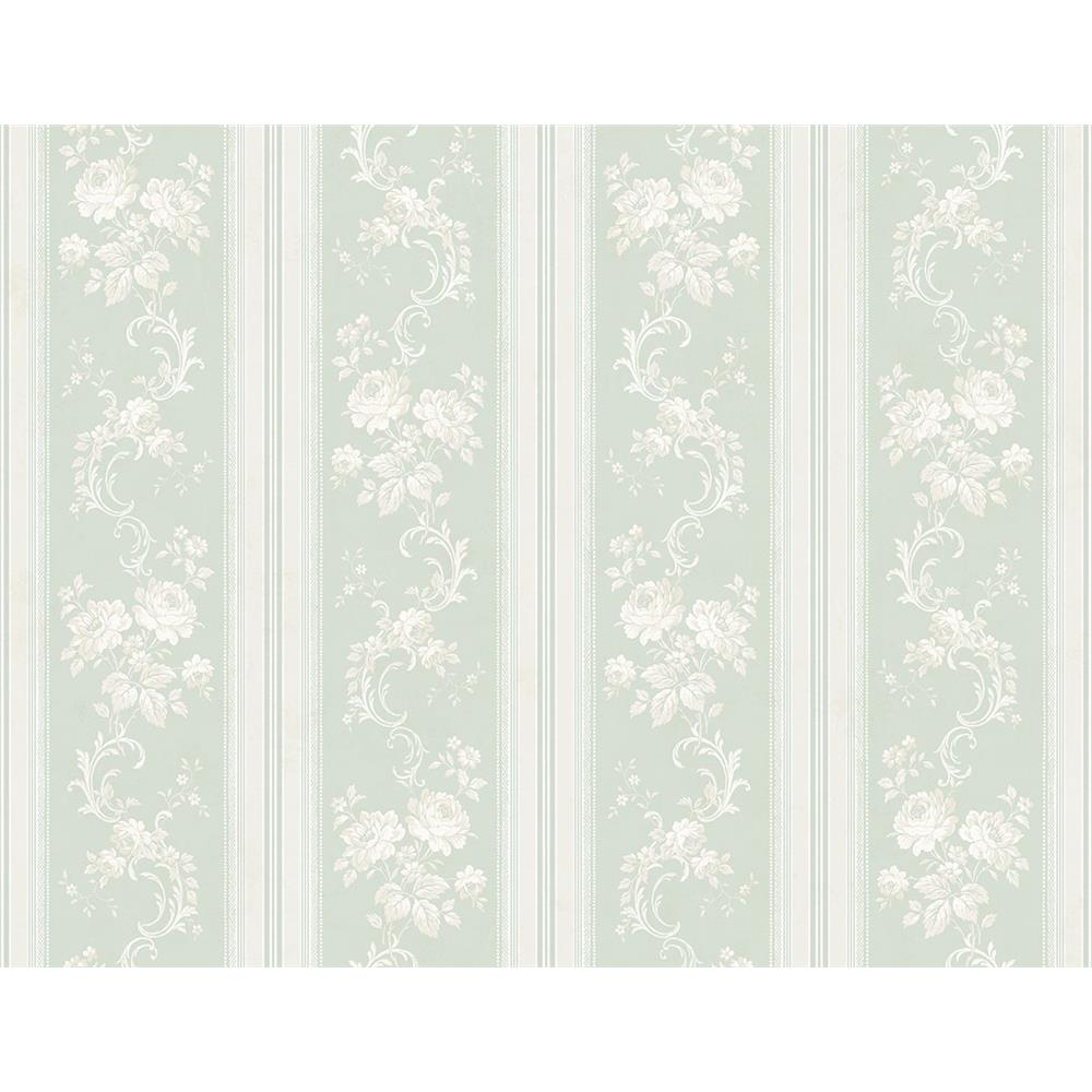 Wallquest FL90504 French Cameo Olette Striped Wallpaper in Green