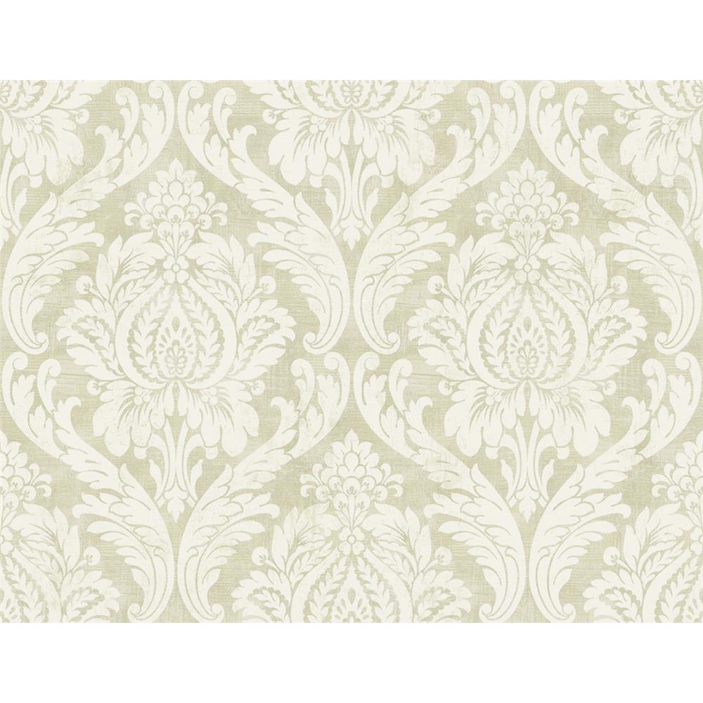 Wallquest FL91301 French Cameo Aleah Damask Wallpaper in Beige 