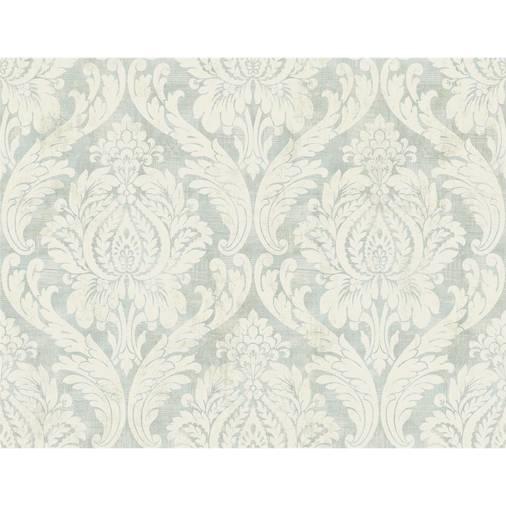 Wallquest FL91302 French Cameo Aleah Damask Wallpaper in Green