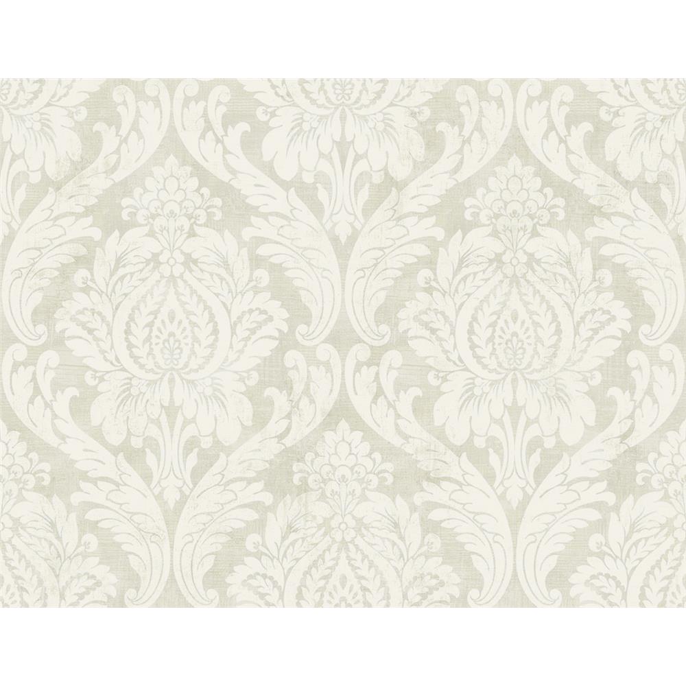 Wallquest FL91304 French Cameo Aleah Damask Wallpaper in Beige 