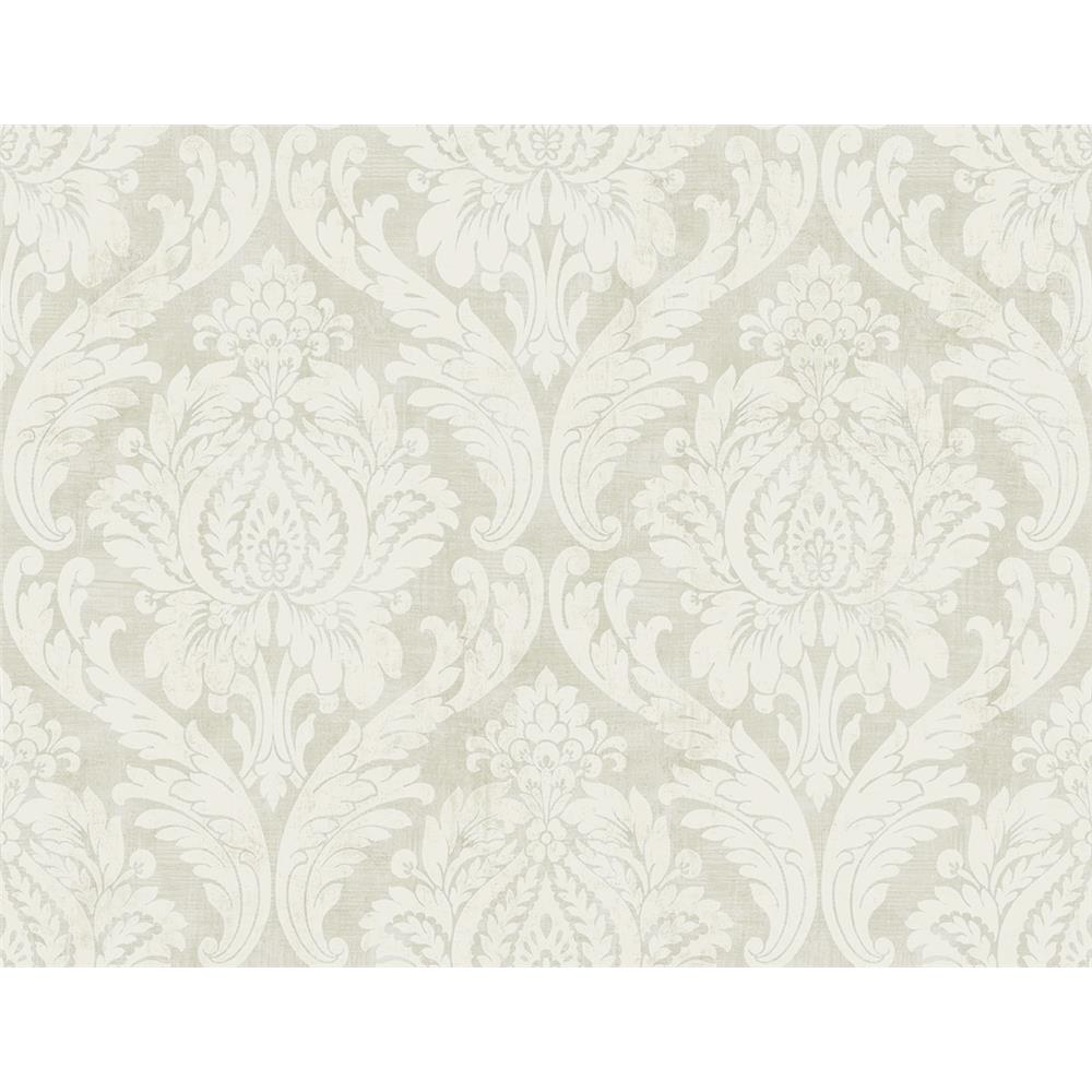 Wallquest FL91309 French Cameo Aleah Damask Wallpaper in Beige 