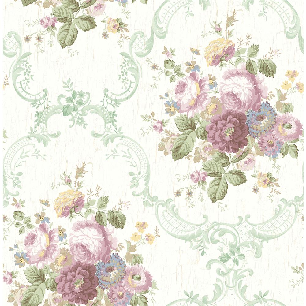 Wallquest FS50009 SPRING GARDEN Floral Bouquet Wallpaper in Green