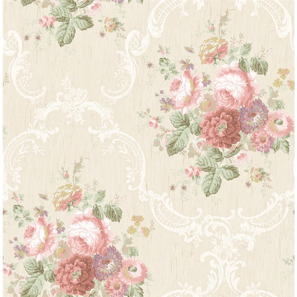 Wallquest FS50011 SPRING GARDEN Floral Bouquet Wallpaper in Brown