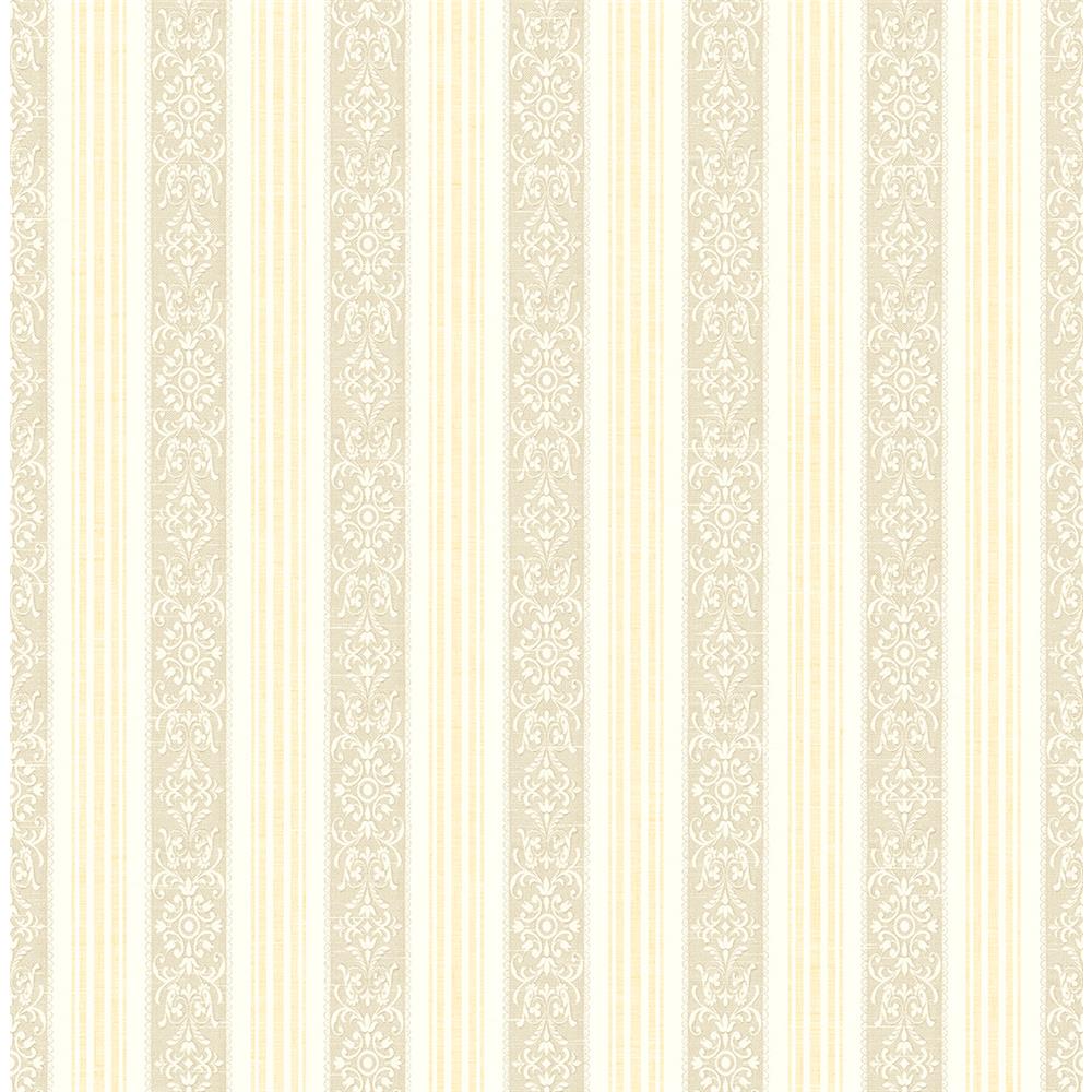 Wallquest FS50101 SPRING GARDEN Traditional Stripe Wallpaper in Gold