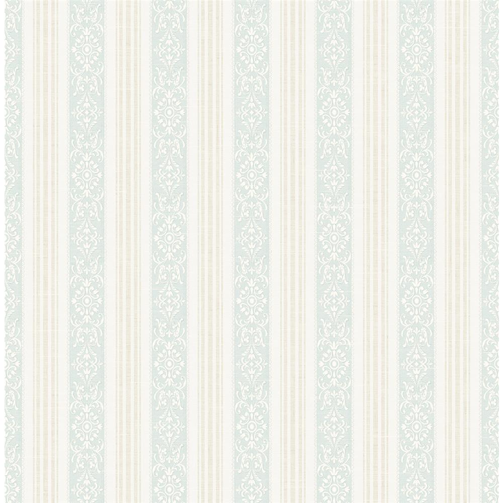 Wallquest FS50102 SPRING GARDEN Traditional Stripe Wallpaper in Blue