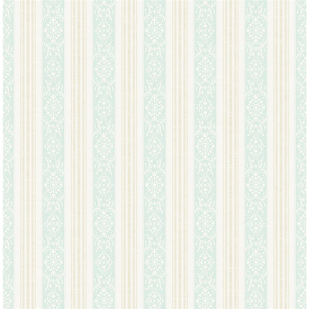 Wallquest FS50104 SPRING GARDEN Traditional Stripe Wallpaper in Blue