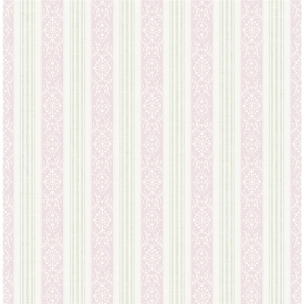 Wallquest FS50109 SPRING GARDEN Traditional Stripe Wallpaper in Purple