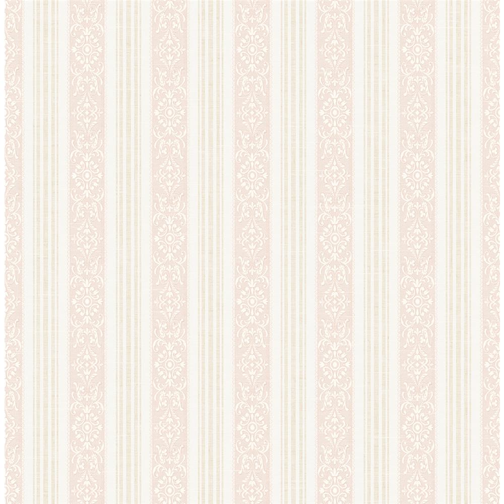 Wallquest FS50111 SPRING GARDEN Traditional Stripe Wallpaper in Pink