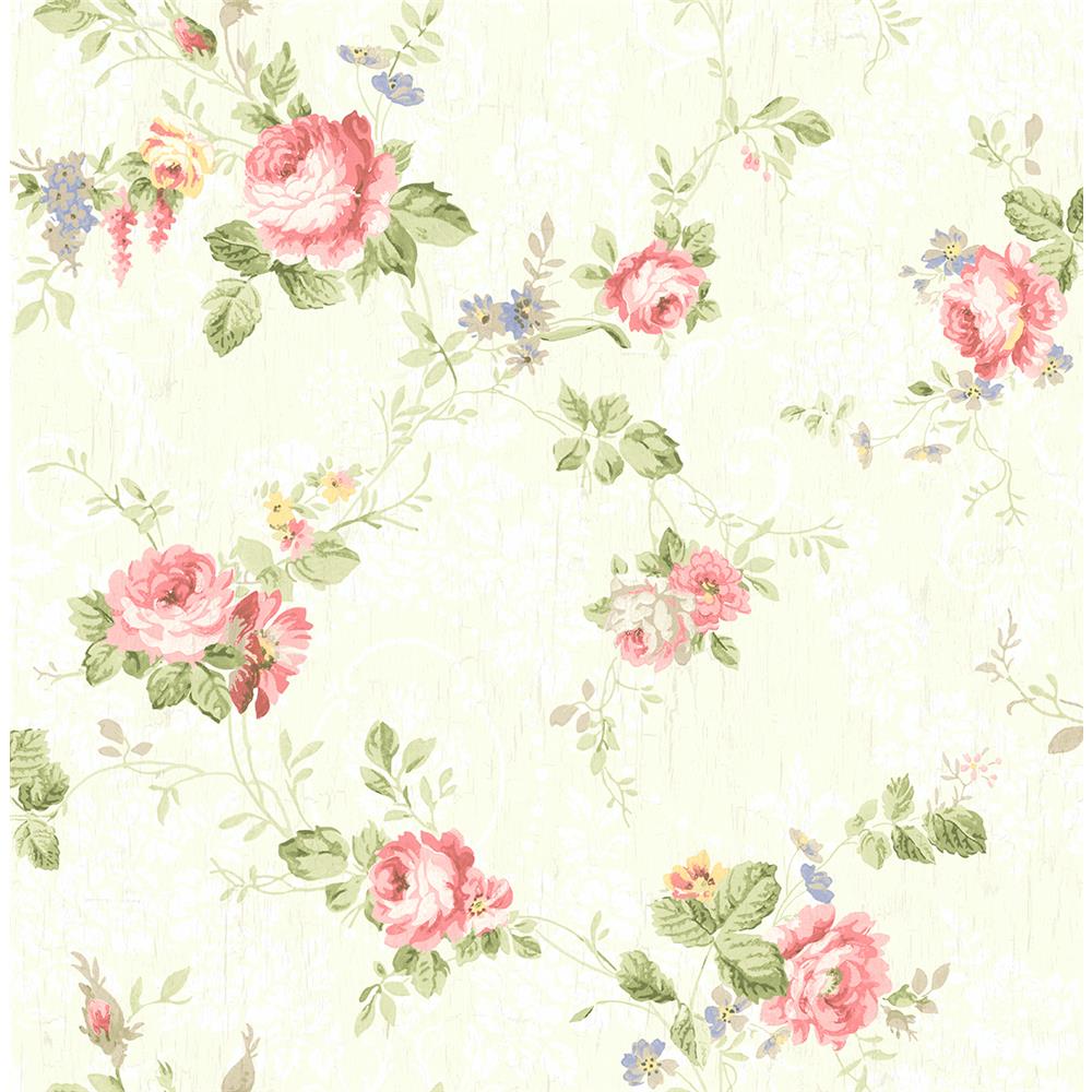 Wallquest FS50204 SPRING GARDEN Floral Trail Wallpaper in Beige