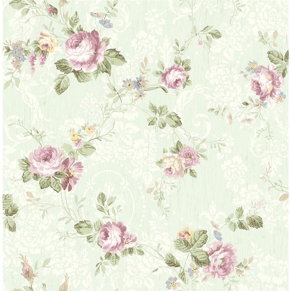 Wallquest FS50209 SPRING GARDEN Floral Trail Wallpaper in Green