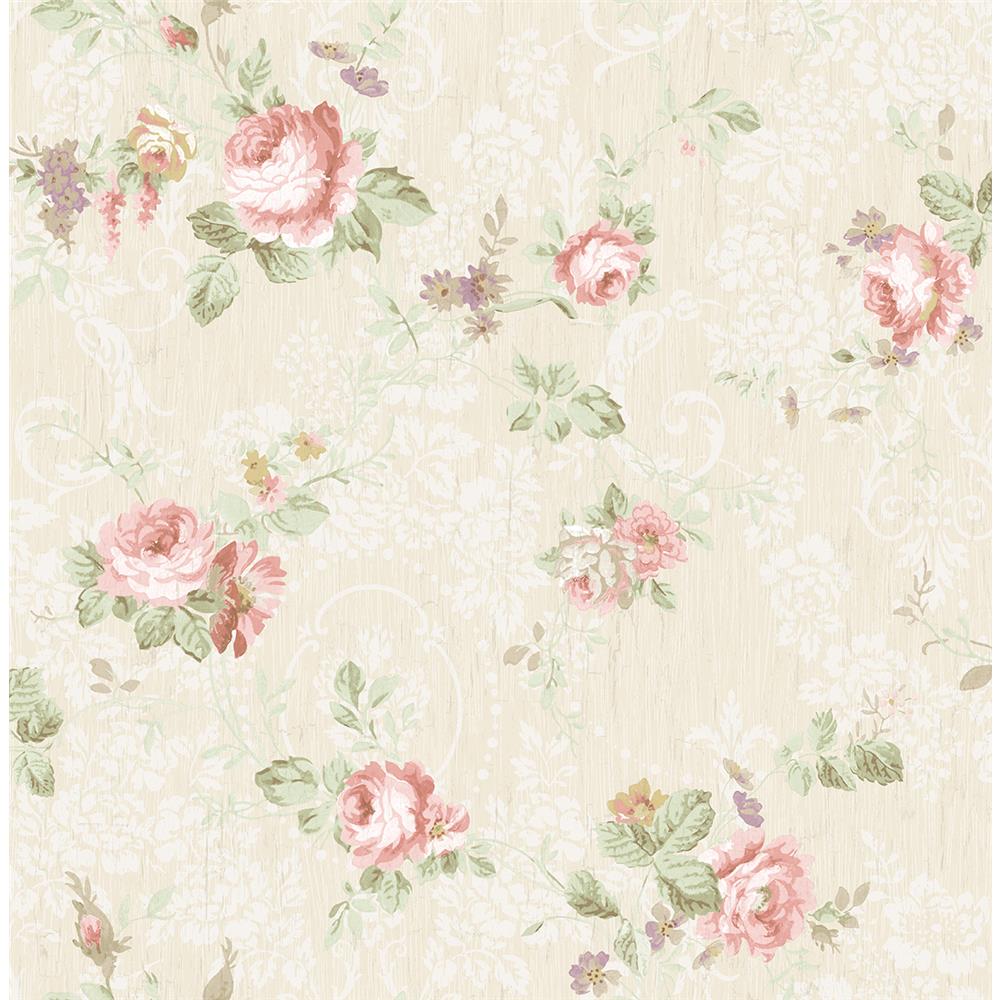 Wallquest FS50211 SPRING GARDEN Floral Trail Wallpaper in Brown