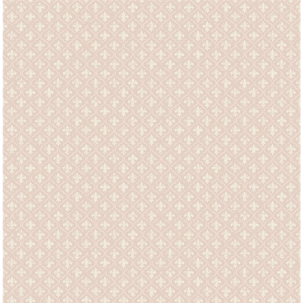 Wallquest FS50511 SPRING GARDEN Small Fleur De Lys Wallpaper in Pink
