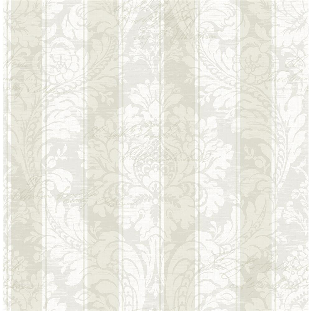 Wallquest FS50901 SPRING GARDEN Damask Stripe Wallpaper in Grey