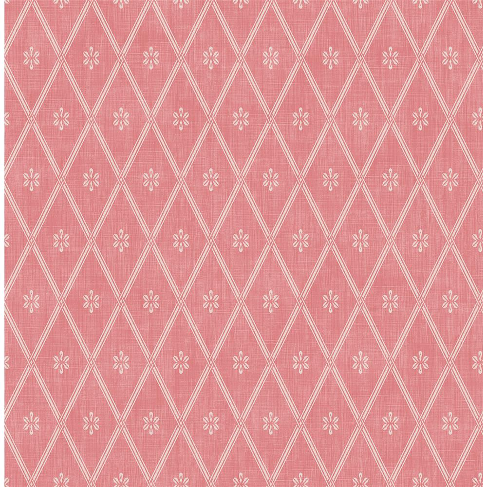 Wallquest FS51001 SPRING GARDEN Diamond Lattice Wallpaper in Pink
