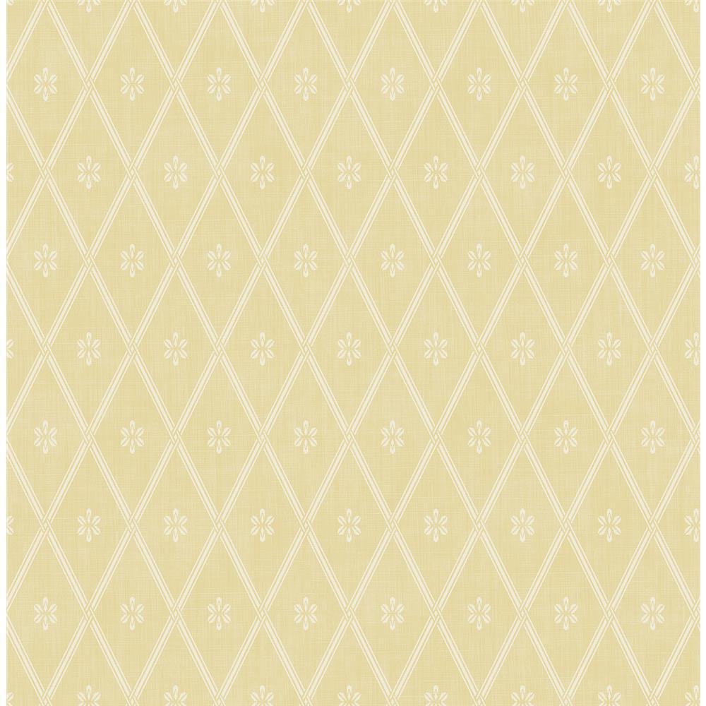 Wallquest FS51002 SPRING GARDEN Diamond Lattice Wallpaper in Yellow