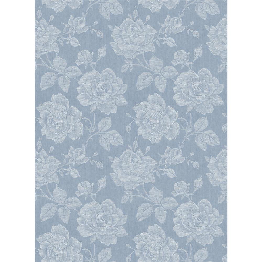 Wallquest FS51201 SPRING GARDEN Rose Fabric Wallpaper in Blue