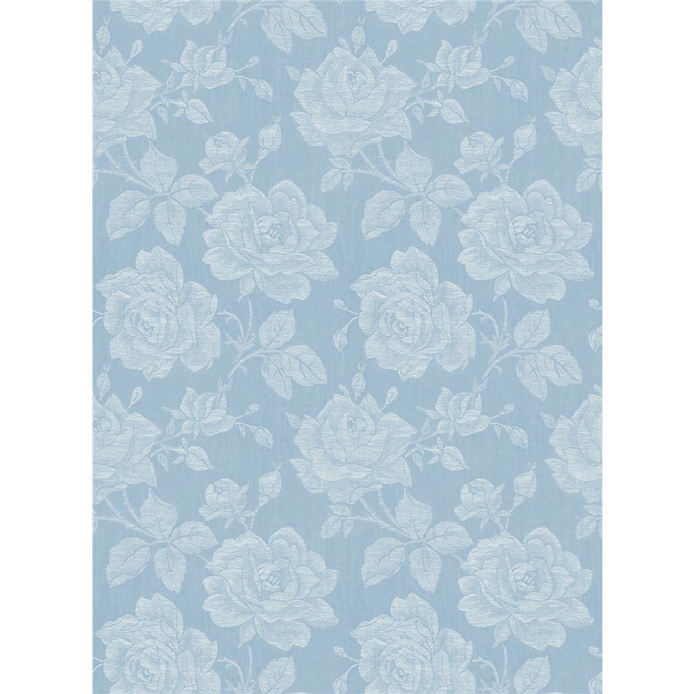 Wallquest FS51202 SPRING GARDEN Rose Fabric Wallpaper in Blue