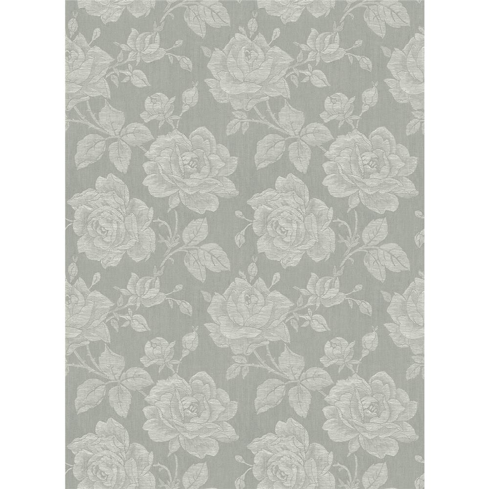 Wallquest FS51203 SPRING GARDEN Rose Fabric Wallpaper in Grey
