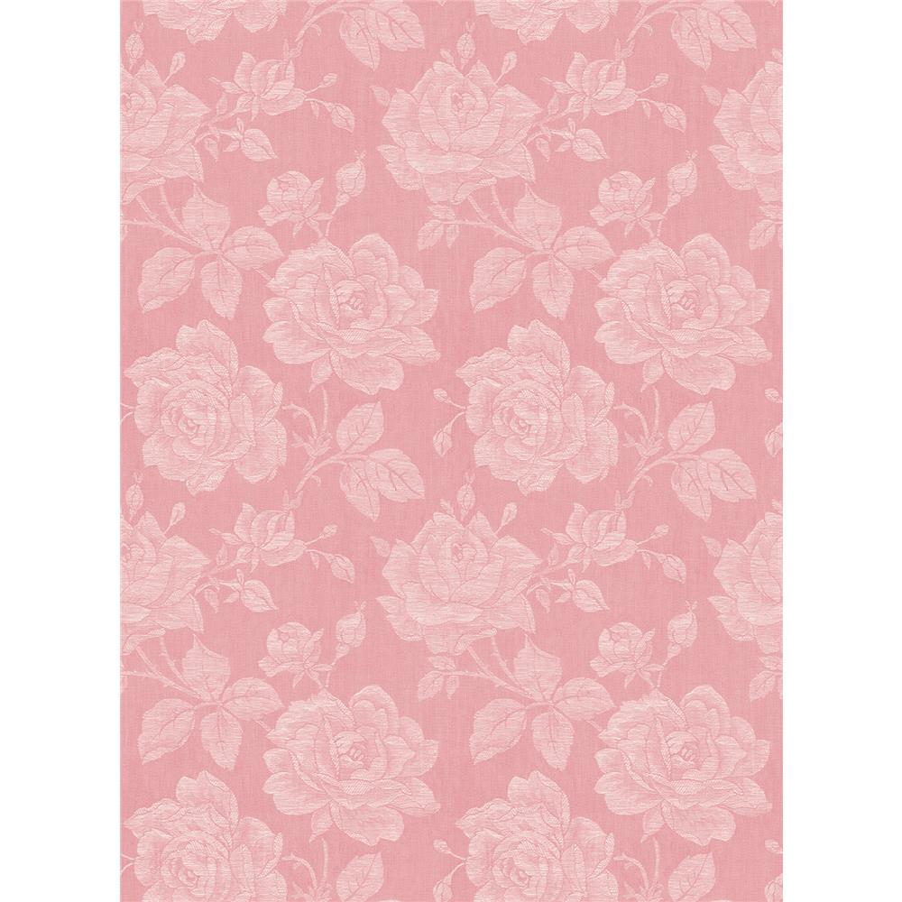Wallquest FS51211 SPRING GARDEN Rose Fabric Wallpaper in Pink
