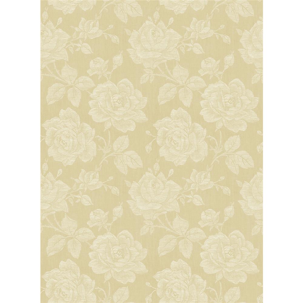 Wallquest FS51213 SPRING GARDEN Rose Fabric Wallpaper in Gold