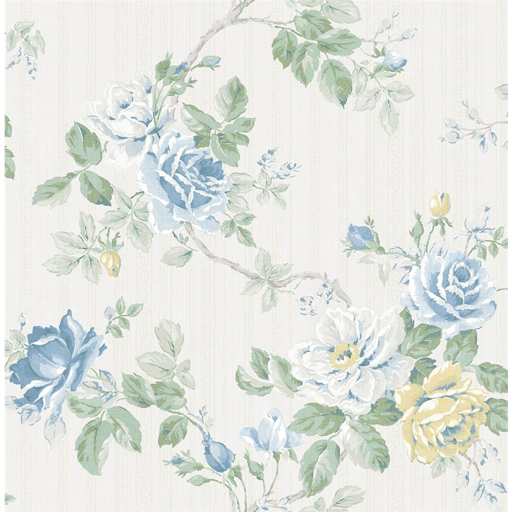 Wallquest FS51302 SPRING GARDEN Rose Trail Wallpaper in Blue