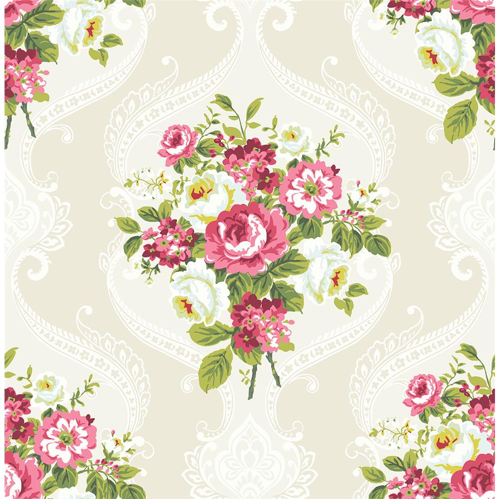 Wallquest HC80001 Mod Chic Catch the Bouquet Wallpaper in Red