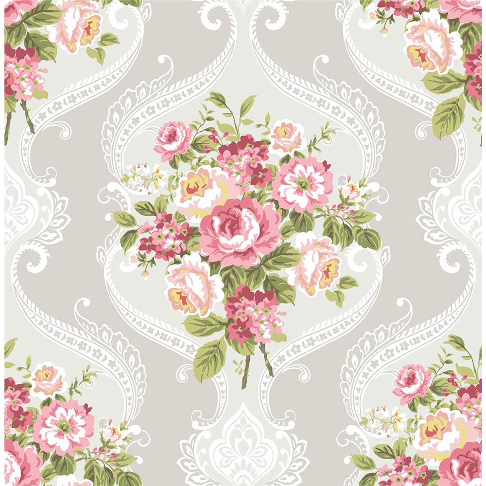 Wallquest HC80008 Mod Chic Catch the Bouquet Wallpaper in Pink