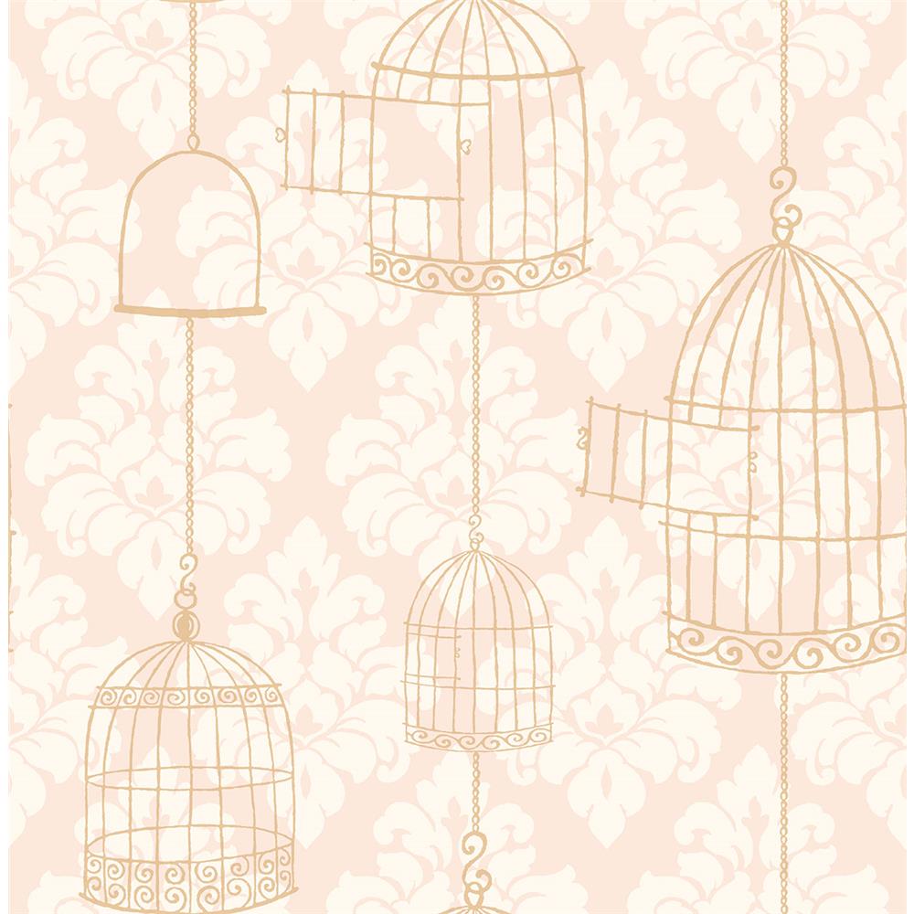 Wallquest HC80101 Mod Chic Home Tweet Home Wallpaper in Pink