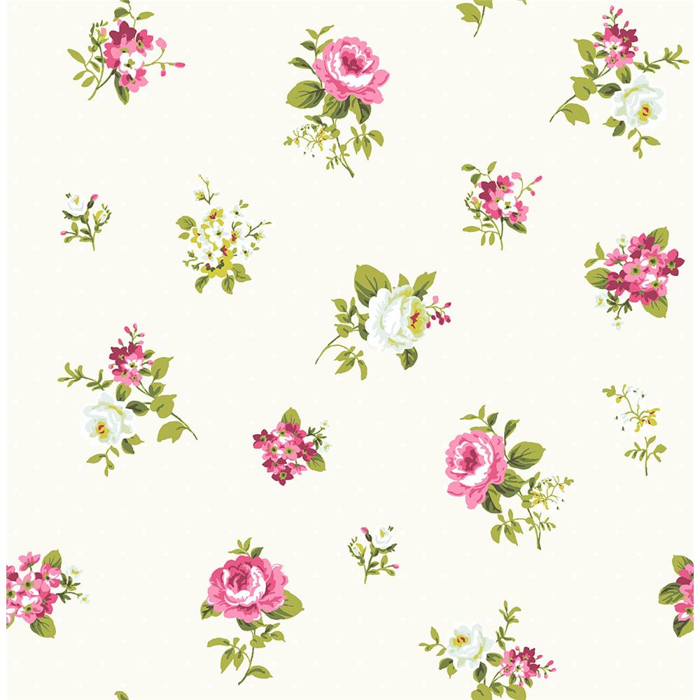 Wallquest HC80809 Mod Chic Boutonniere Wallpaper in Pink