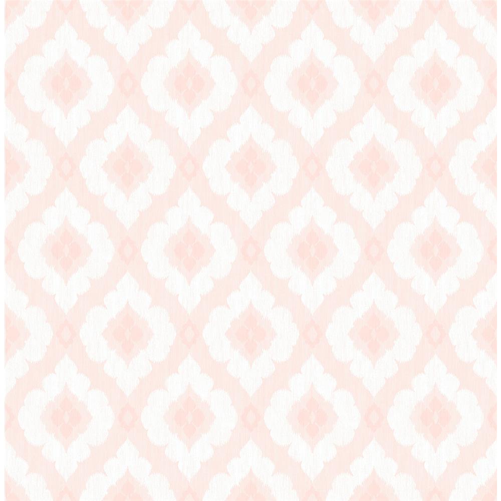 Wallquest HC80901 Mod Chic Medallion Wallpaper in Pink