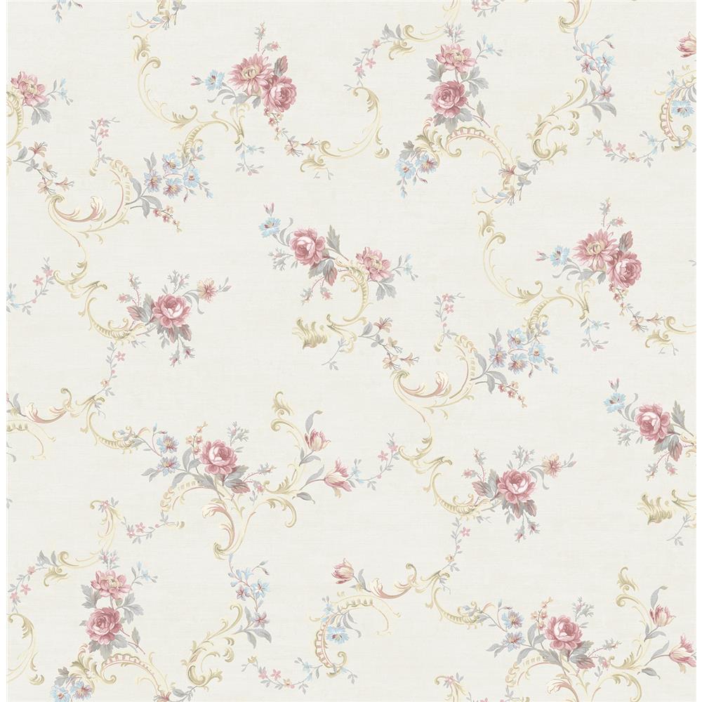 Wallquest MM50408 Bouquet Floral Scroll Wallpaper