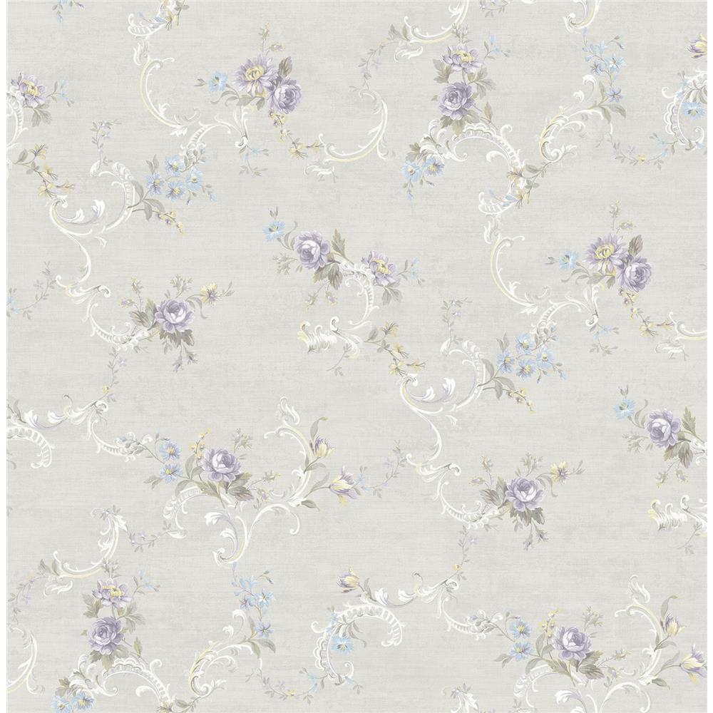 Wallquest MM50409 Bouquet Floral Scroll Wallpaper