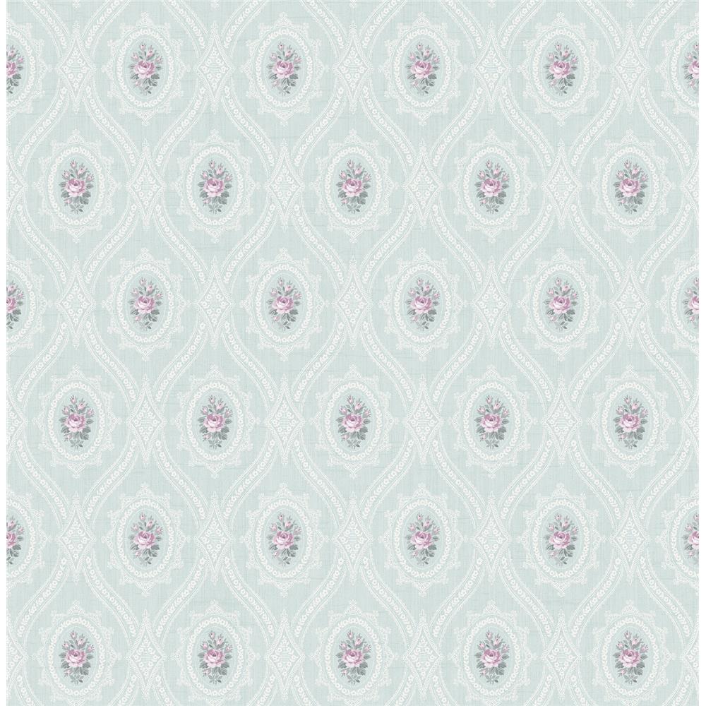 Wallquest MM51104 Bouquet Diamond Framed Rose Wallpaper