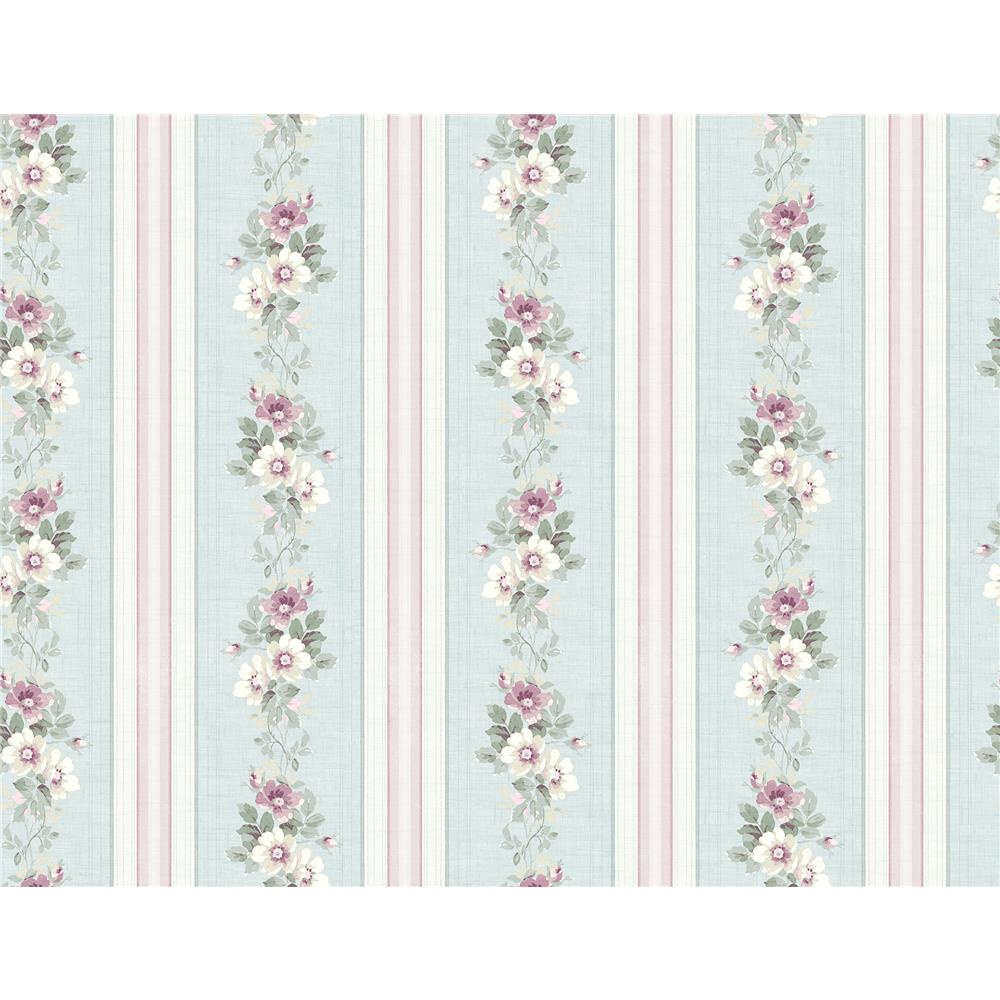 Wallquest MM51509 Bouquet Floral Stripe Wallpaper