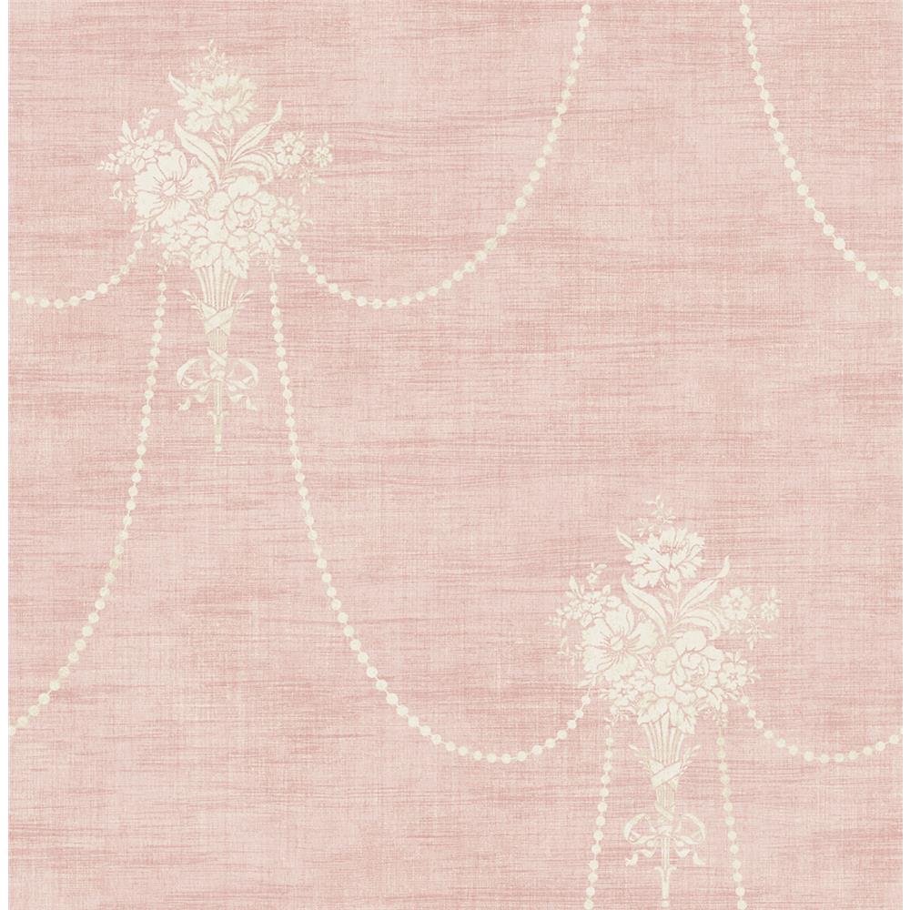 Wallquest MV80201 Vintage Home 2 Beaded Bouquet Wallpaper in Pink
