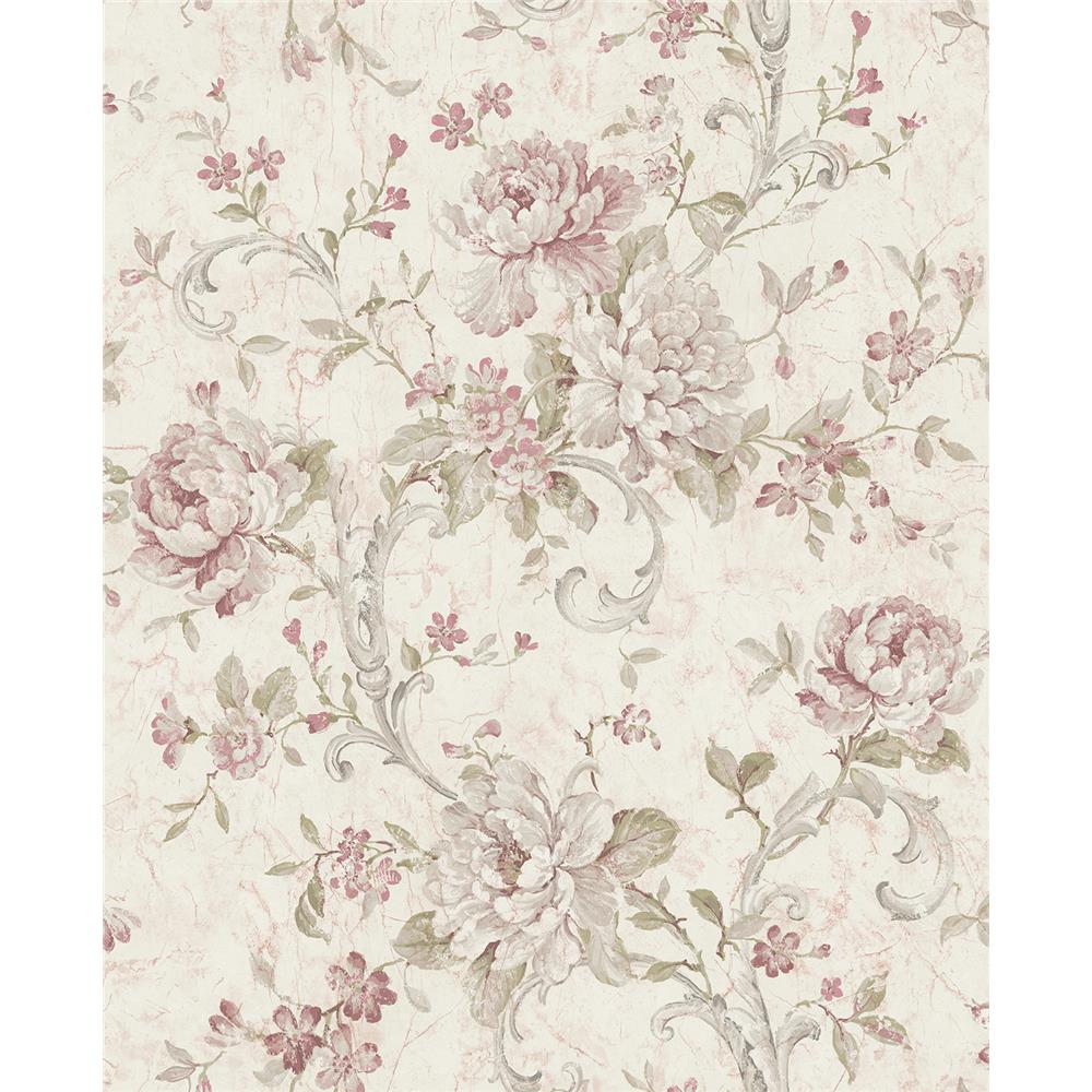 Wallquest MV80409 Vintage Home 2 Floral Scroll Wallpaper in Neutral 