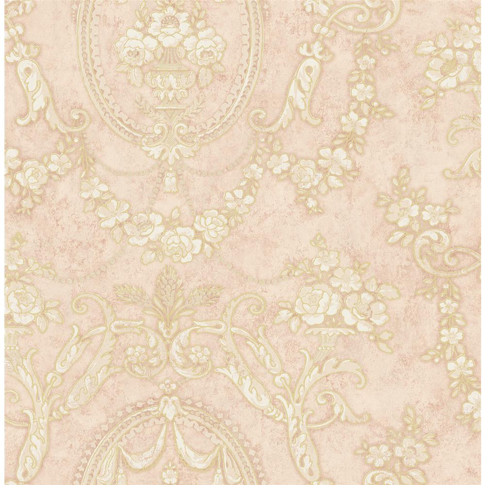 Wallquest MV80601 Vintage Home 2 Cameo Wallpaper in Pink