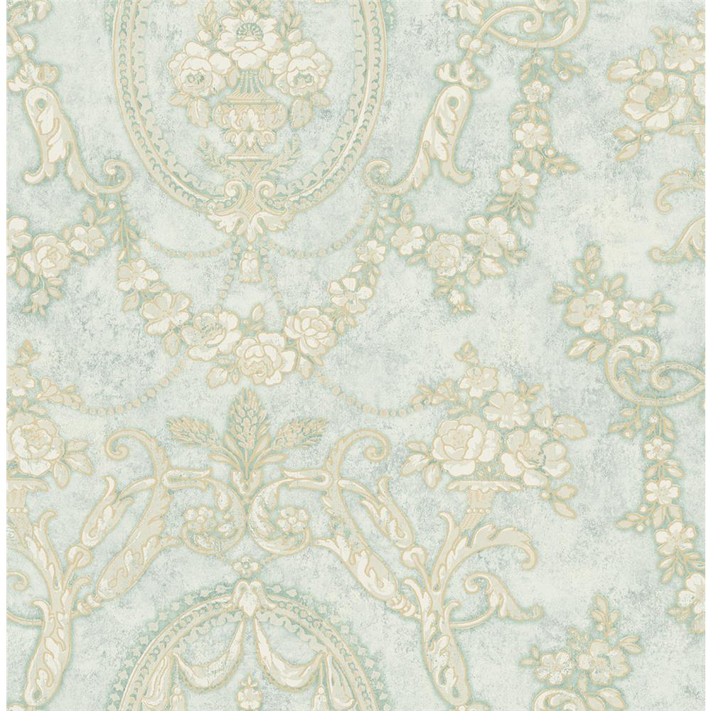 Wallquest MV80602 Vintage Home 2 Cameo Wallpaper in Blue