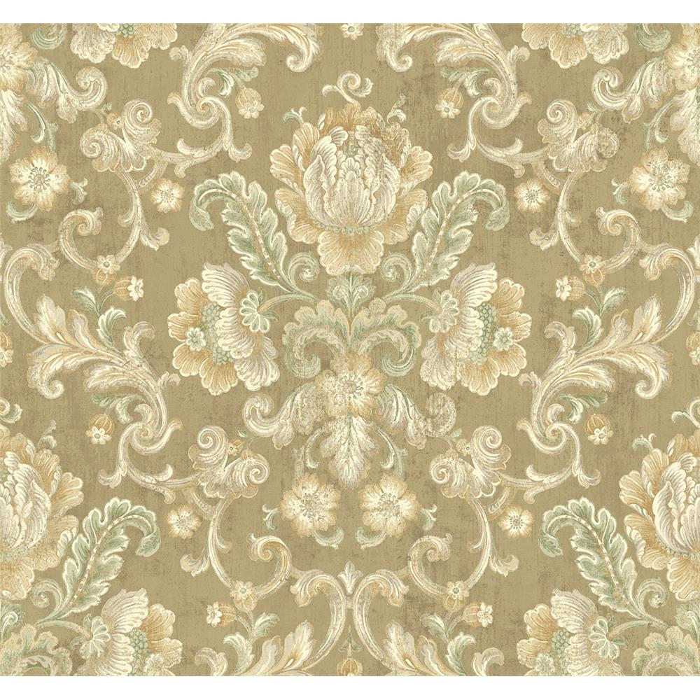 Wallquest MV80907 Vintage Home 2 Floral Cameo Wallpaper in Brown